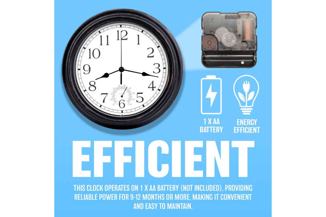 20 X 12" BLACK WALL CLOCK WATERPROOF INDOOR OUTDOOR QUARTZ MOVEMENT - RRP £240 - Image 5 of 7