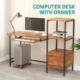 MECOR COMPUTER DESK 2 DRAWER/KEYBOARD TRAY, 55" WORKSTATION FOR HOME OFFICE WALNUT BROWN - Image 1 of 8