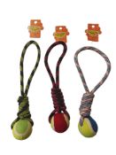 1000 X DOG ROPE TUG TOY WITH BALL (MIXED COLOURS) 35CM, RRP £8,000