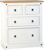 CORONA 2+2 DRAWER CHEST, WHITE/DISTRESSED WAXED PINE