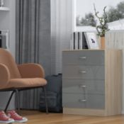 STUNNING CHEST OF DRAWERS X 2 - HIGH GLOSS GREY ON SONOMA OAK FRAME
