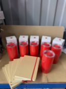 BUNDLE OF 6 RED TUMBLERS AND NOTEBOOKS PERFECT FOR PERSONALISING