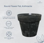 23X NEW PROSPERPLAST - DCUB400E-S433 - 40CM ROUND FLOWER POT - ANTHRACITE MARBLED