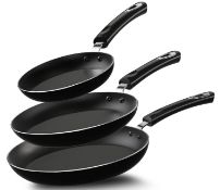8 X NEW KICHLY GREY NON-STICK FRYING PAN SET | RRP £175
