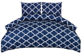 200 X NEW UTOPIA BEDDING PRINTED NAVY DUVET COVER SETS | RRP £2,598 | BULK CLEARANCE