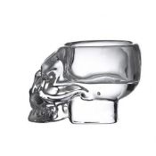 264 X NEW ARTIS - CH-0061 - SKULL GLASS/TEA LIGHT HOLDER - CLEAR