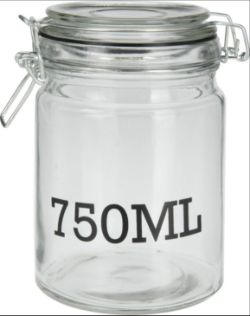 274 X NEW DC1000420 / 456312 - CLIP TOP STORAGE GLASS JAR - 750 ML