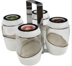 323X NEW HOME CANNING RACK WITH 4 MASON JARS AND LIDS - 100772