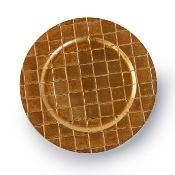 284 X NEW 33CM GOLD CHARGER PLATE - NILO CHECKERED