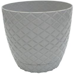 184X NEW YAKAMOZ KRS204 - DIAMOND CUT ROUND PLANT POT NO.04 - 23 X20CM - GREY