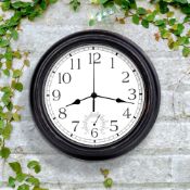20 X 12" BLACK WALL CLOCK WATERPROOF INDOOR OUTDOOR QUARTZ MOVEMENT - RRP £240