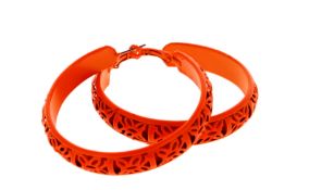 48 X NEON ORANGE HOOP EARRING