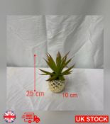 2X ARTIFICIAL ALOE VERA SUCCULENT IN PINEAPPLE PLANT POT - GOLD SET 2 PCS