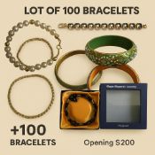 LOT OF 100 BRACELETS – MIXED STYLES – BANGLES, BEADS, PEARLS & MORE – IDEAL FOR RESELLERS