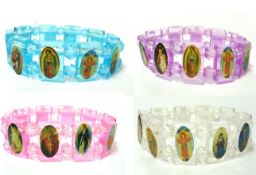 100 X ELASTIC BRACELET SAINTS 12PK ASST