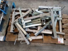 Quantity of various steel fabricated support legs, to pallet