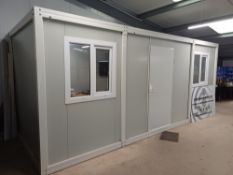 20 ft. x 7 ft. portable single-door site office with glazed windows, 240v electric outlets and light