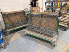 Two x 50 section mobile glass carts