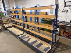 Two steel A frame mobile glass carts