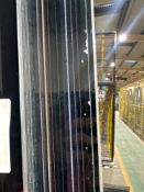 Three 6mm white lashed glass Two 6mm toughened white crisp glass Three 6mm lacobel toughened blue