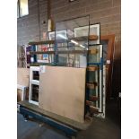 Steel fabricated double-sided 'A' frame stock rack with contents