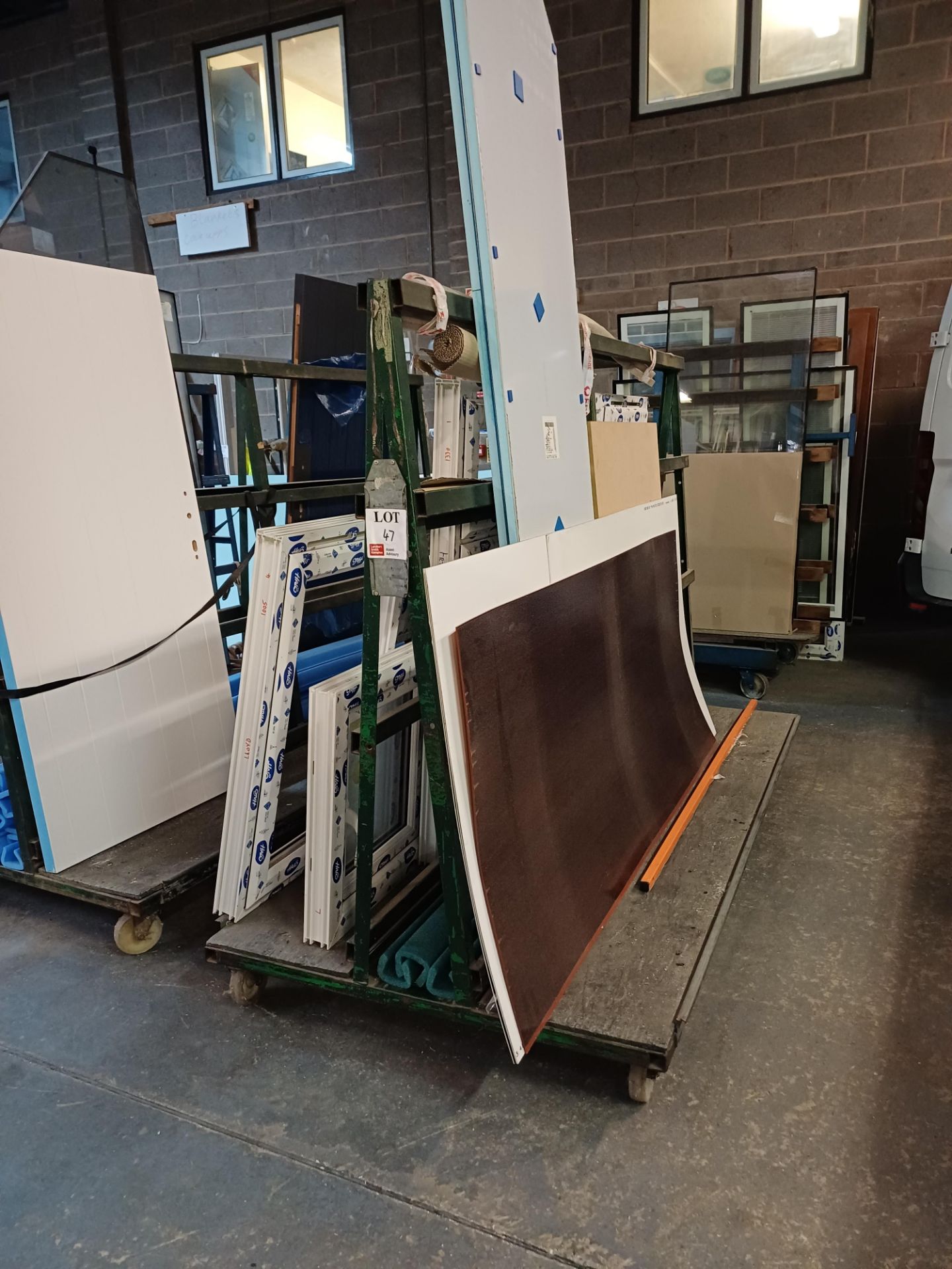 Steel fabricated double-sided 'A' frame stock rack with contents - Image 2 of 4