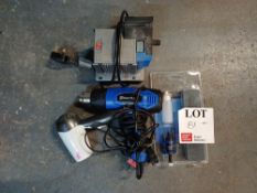Small bench top grinder, 240v, hot air blower, hair dryer and sharpening kit