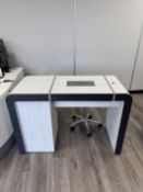 White and black veneered manicure desk