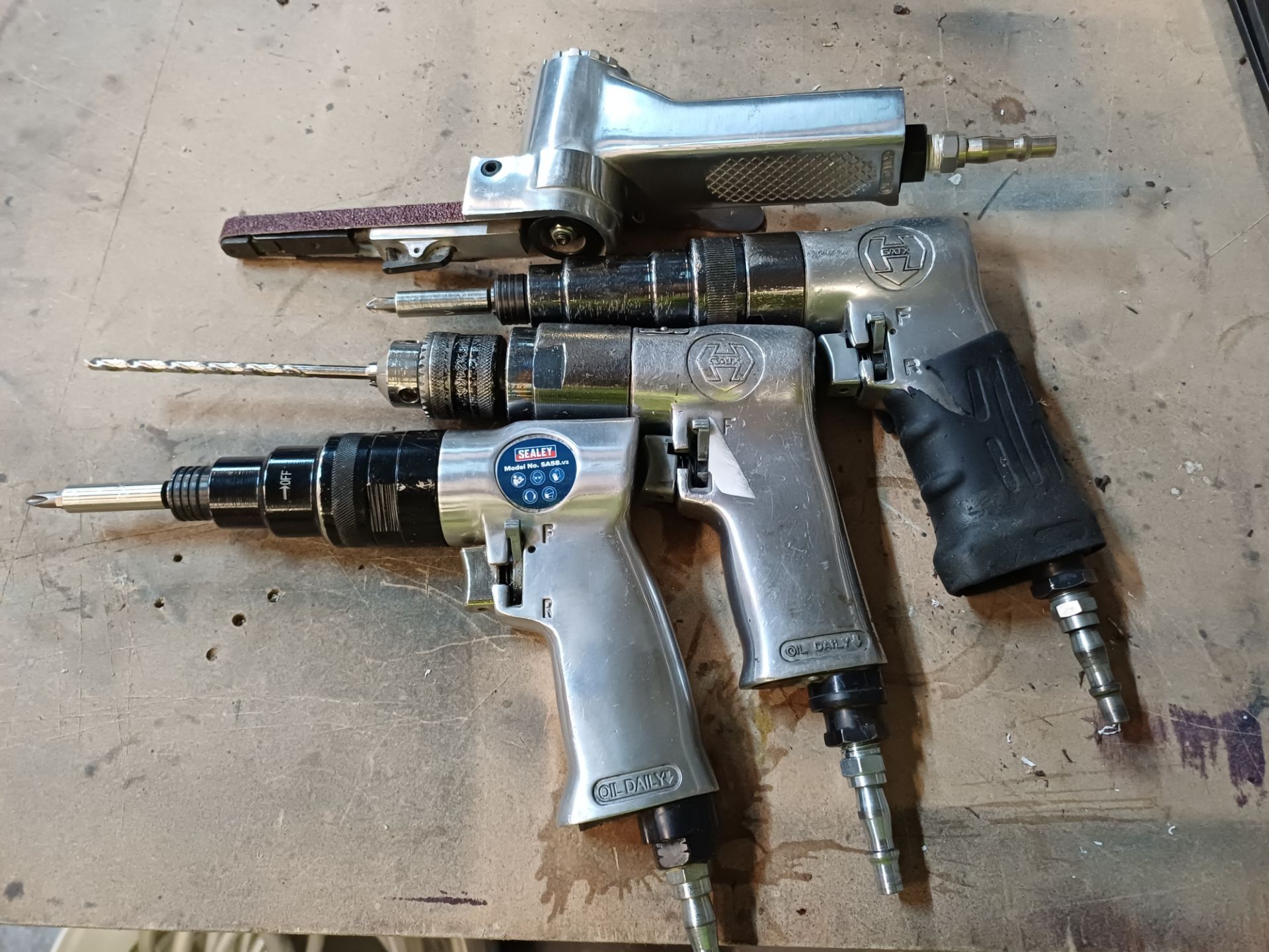 2 x various pneumatic drill pistols with pneumatic hand-held belt sander - Image 3 of 4