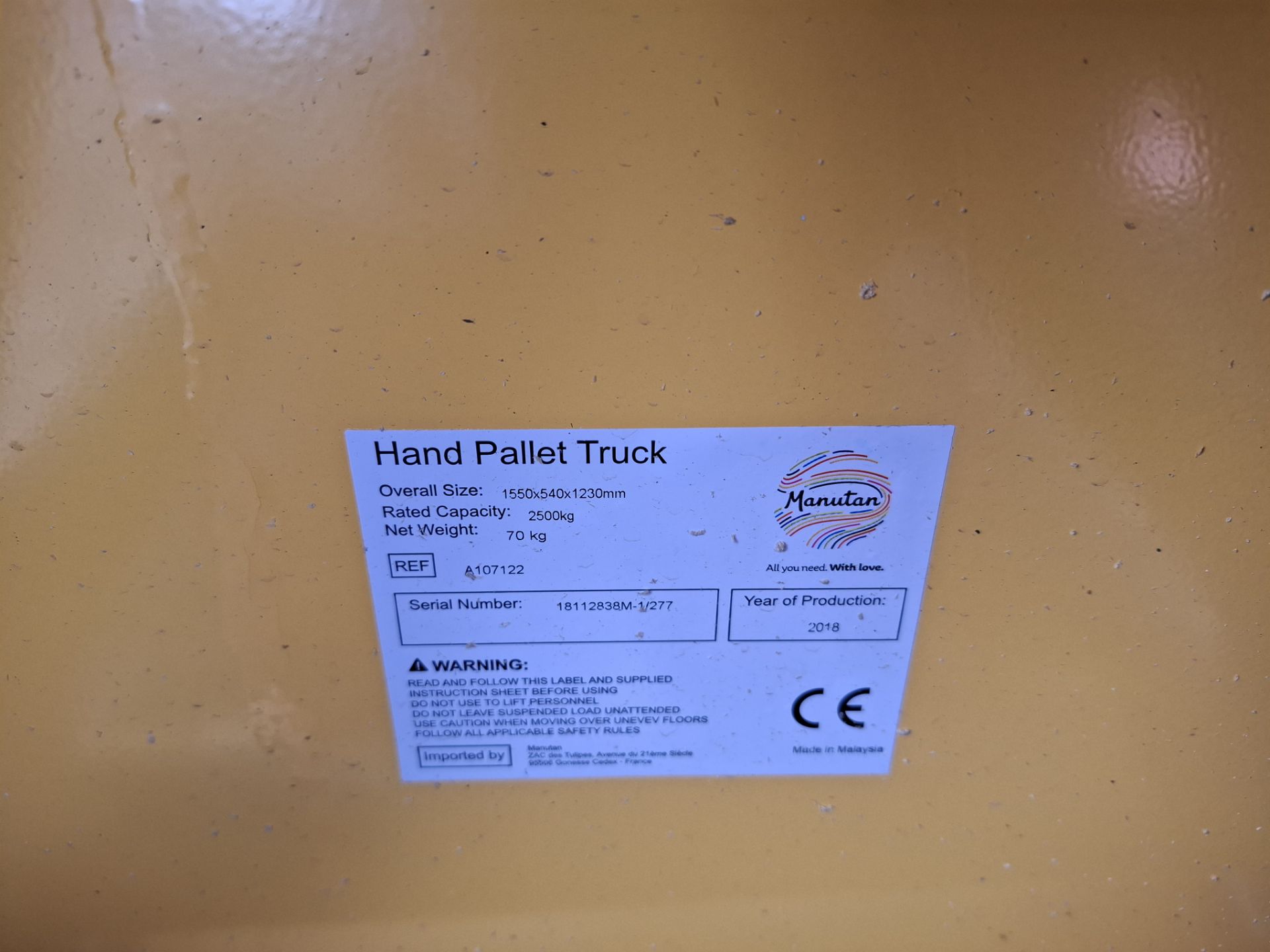 2500kg manual pallet truck - Image 3 of 4