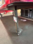 Large mobile steel frame workbench with thin metal top. 3000 x 1500 x 780mm