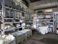 Three bays of adjustable boltless racking, 2.8m x 1.1m x H: 3m - excluding contents