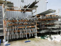 Three bays of adjustable boltless racking, 2.8m - excluding contents