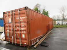 Export type shipping container, 40ft - excluding contents - electrics to be disconnected PoWRA: A ‘