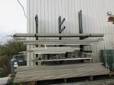 Steel frame single sided storage rack, approx. size: 1.5m x 1.3m x 2 - upright 4.5m, 1 - 5m -