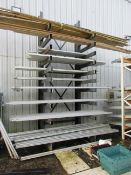 Steel frame single sided storage rack, approx. size: 1.5m x 1.3m x 4.5m - excluding contents