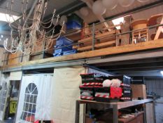 Freestanding mezzanine floor, approx. size: 18m x 5m x H: 2750mm with access stairs, handrail, 1 x