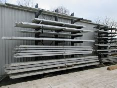 Steel frame single sided storage rack, approx. size: 3050mm x 1.3m x 5m - excluding contents