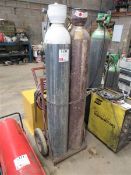 Metal framed mobile gas cutting trolly with hose (Not to include gas bottles) Please note; This