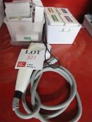 Box of various sized 3d Hifu ultrasound transducer cartridges and gun Please note; This LOT is