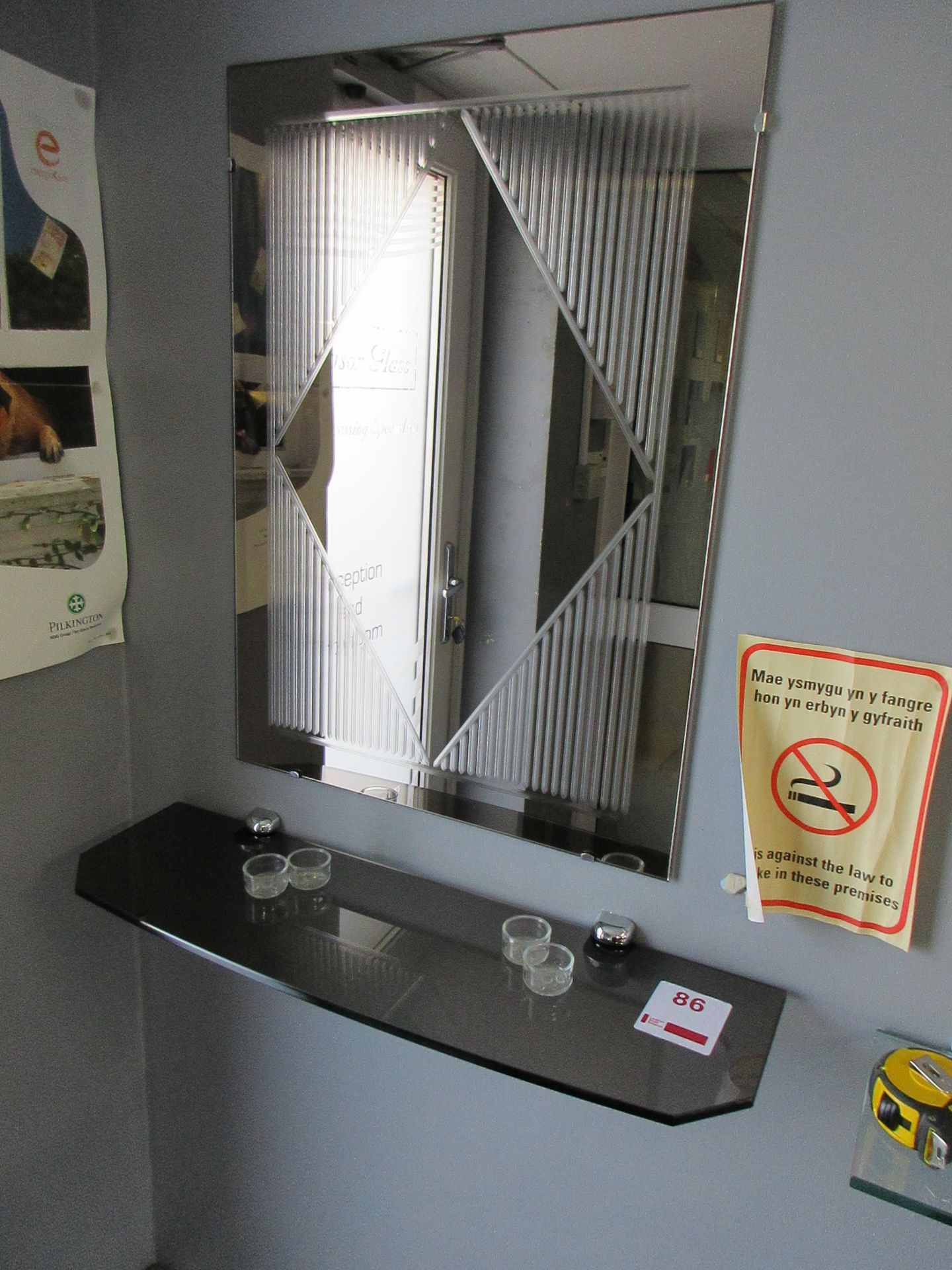 Smoked mirror, 500 x 700mm and 1 x shelf 710 x 210