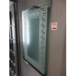 Wall mounted etched motif mirror, 600 x 900mm