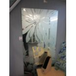 Wall mounted etched mirror, 800 x 1800mm