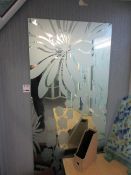 Wall mounted etched mirror, 800 x 1800mm