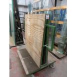 Mobile metal frame double sided glass rack, 1100 x 900 x H:1500mm