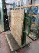 Mobile metal frame double sided glass rack, 1100 x 900 x H:1500mm