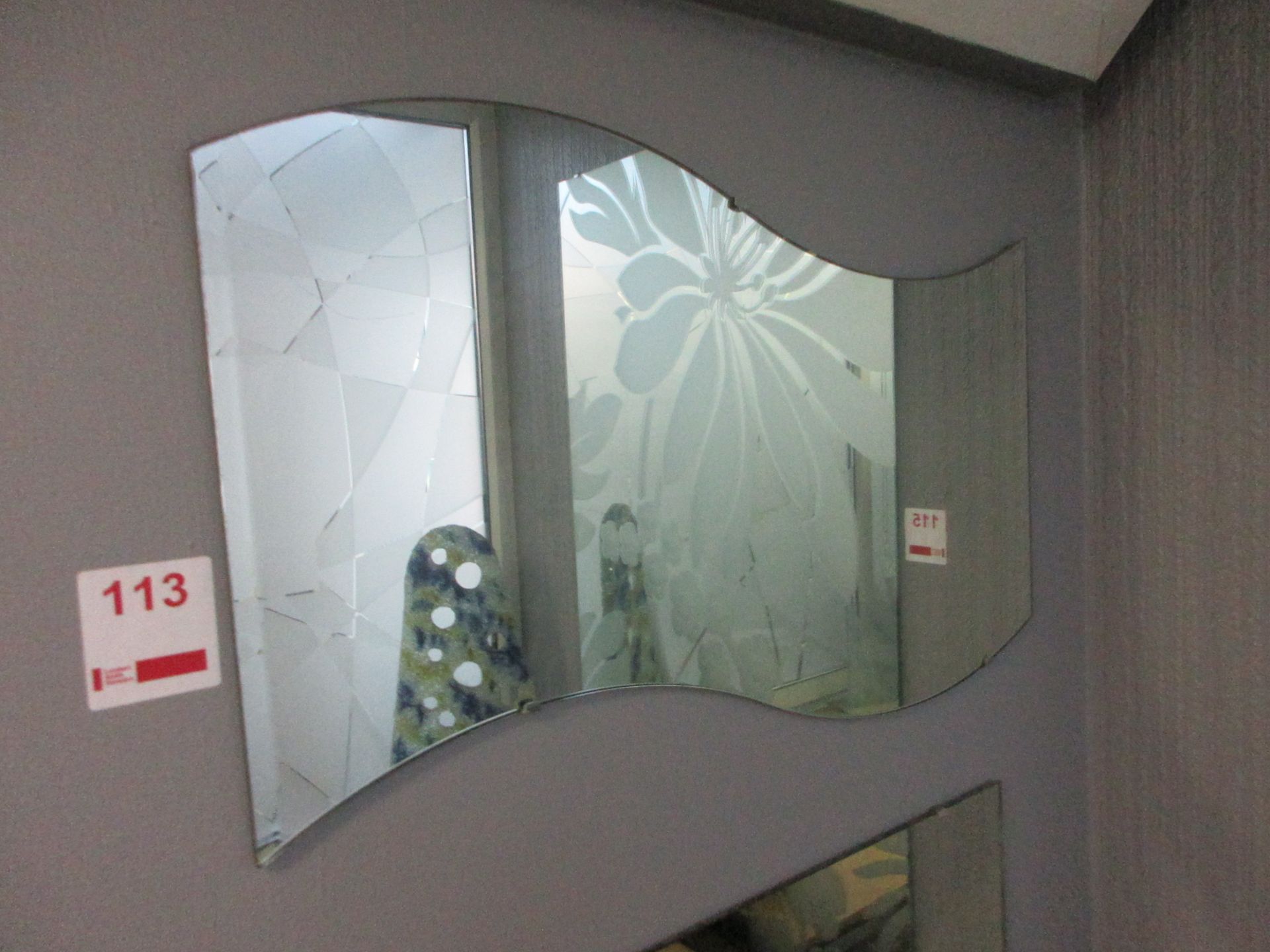 Wall mounted waved mirror, 800 x 1800mm