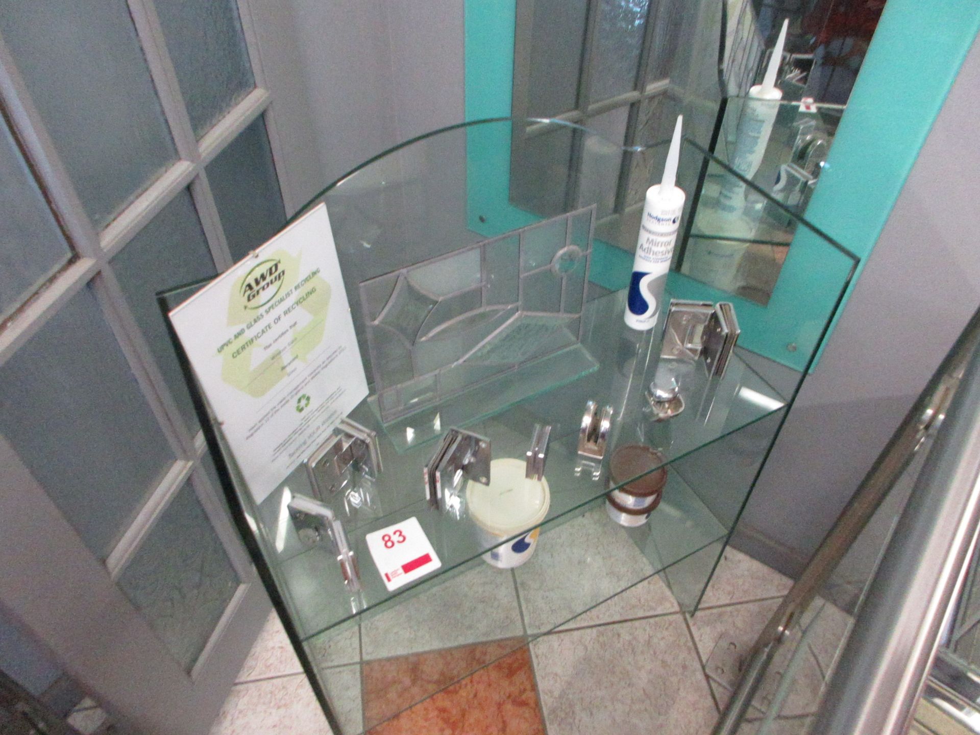 Glass 2-shelf shelving unit, 700 x 300 x 1000mm - Image 3 of 4