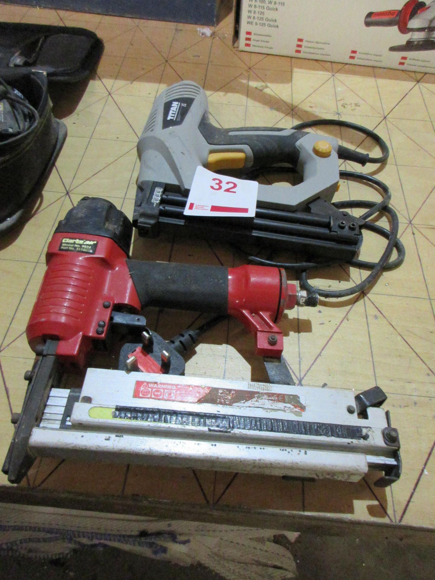 Clarke Air pneumatic staple gun and Titan staple gun, 240v