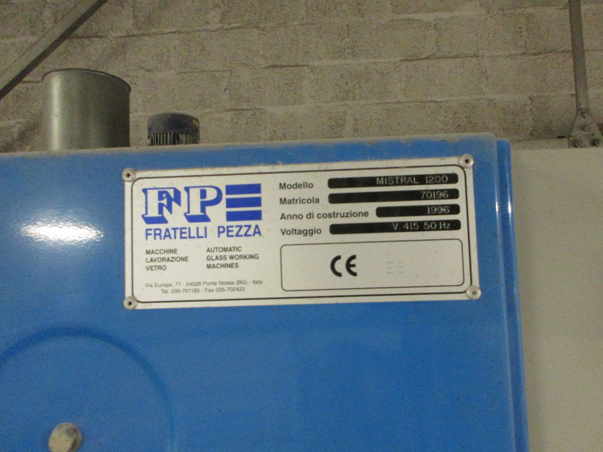FP Mistral 1200 sand blaster, serial no. 70196 (1996), 2 x 1300 x 1300mm vertical table RAMS: A risk - Image 7 of 9
